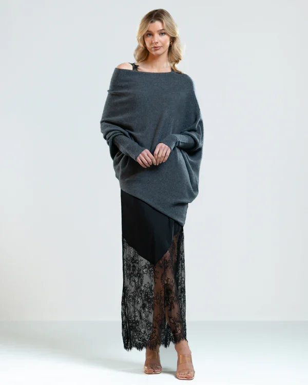 VILEKO Asymmetrisch Drapierter Pullover