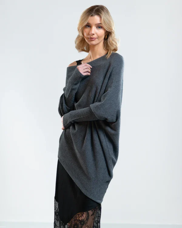 VILEKO Asymmetrisch Drapierter Pullover