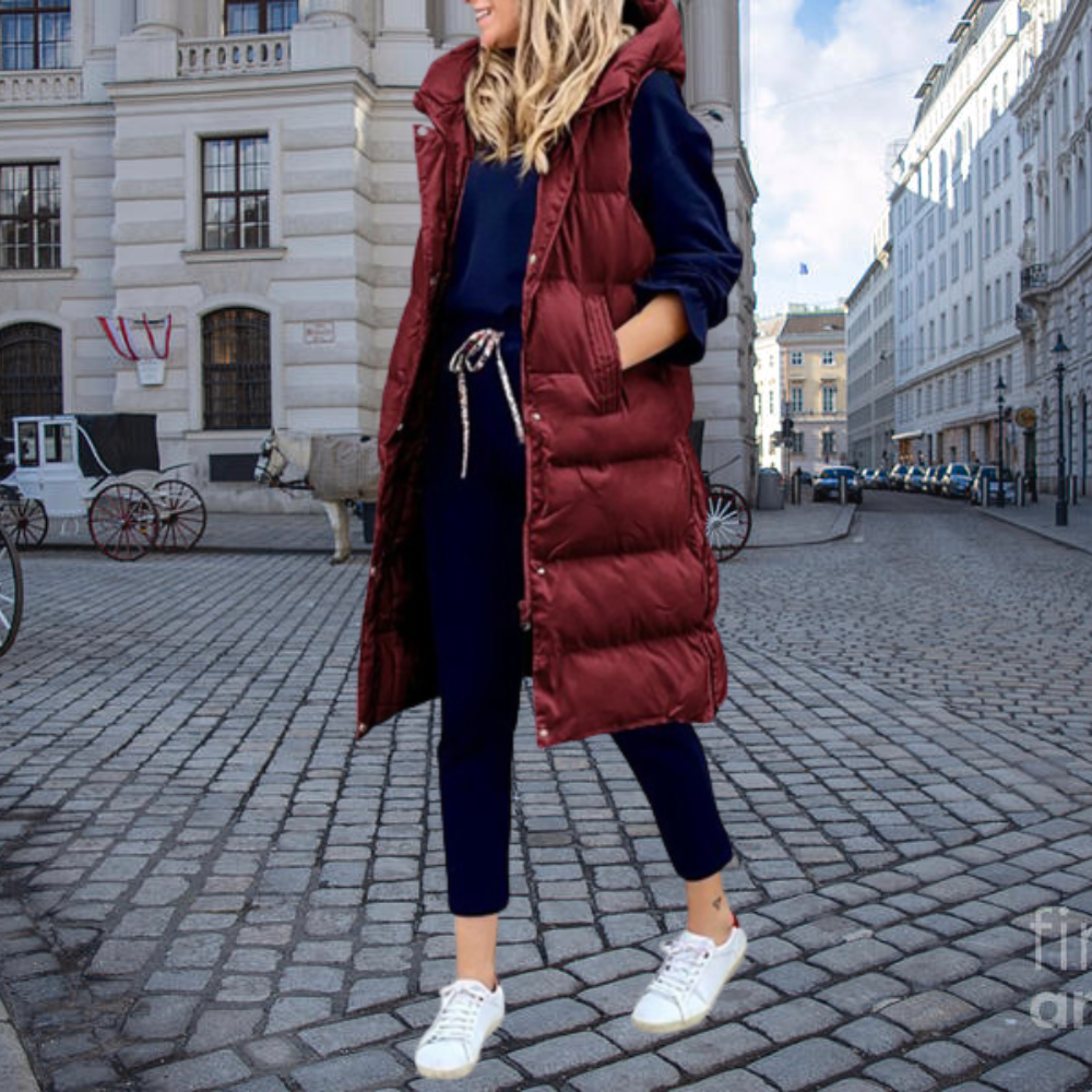 VILEKO Bequeme lange Puff Jacke